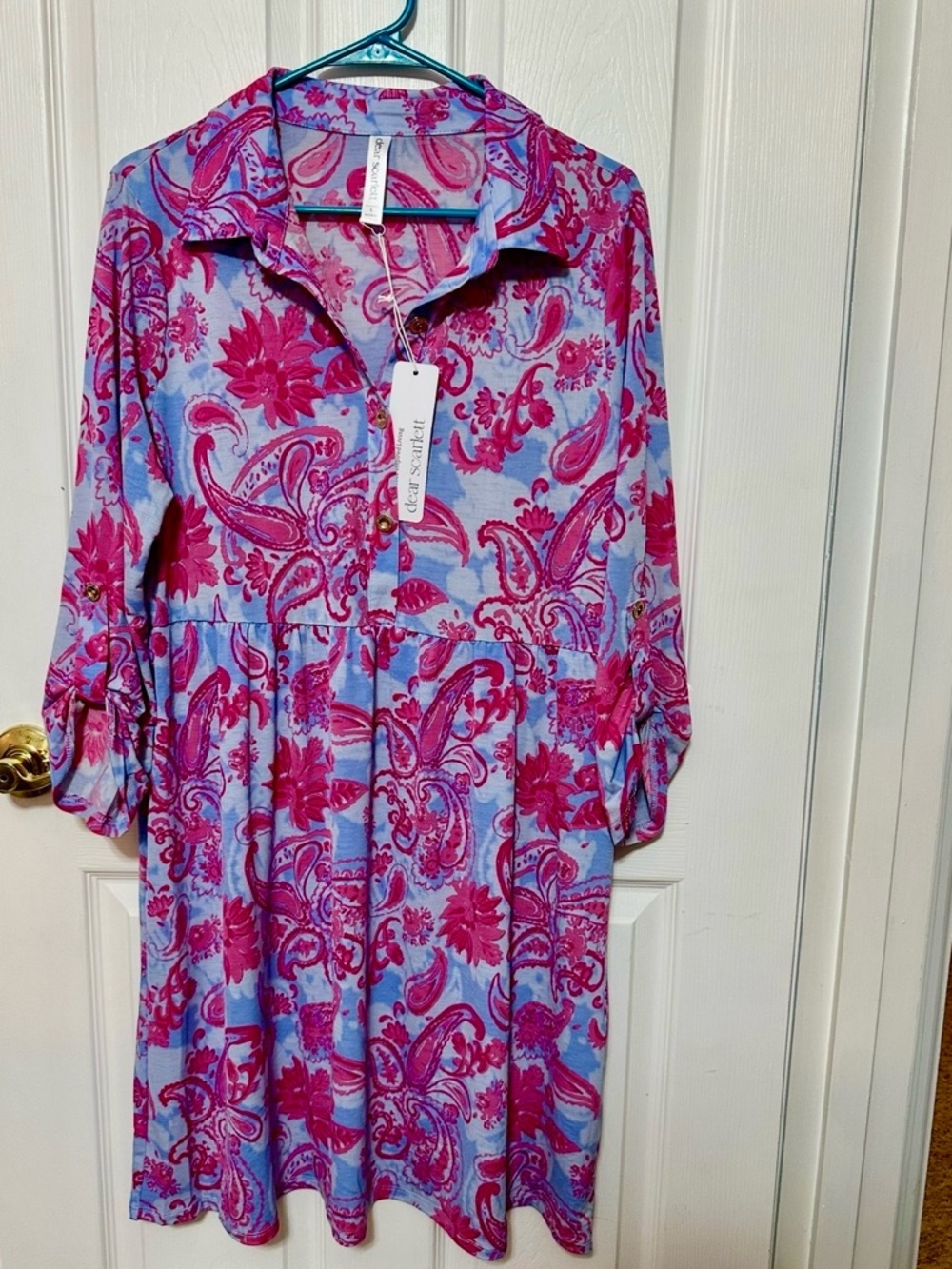 Dear Scarlett NWT Large TPN Lavender Bloom Shirt Dress